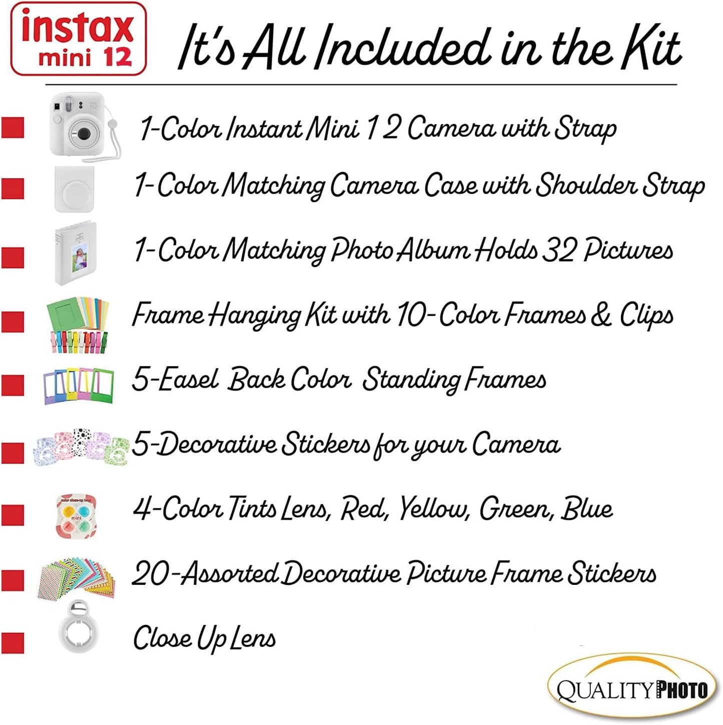 Fujifilm Mini12 Instant Camera Kit Clay White