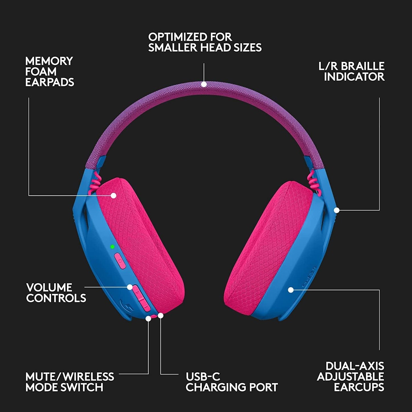 Logitech 981-001061 G435 Lightspeed Wireless Gaming Headset Blue Renewed