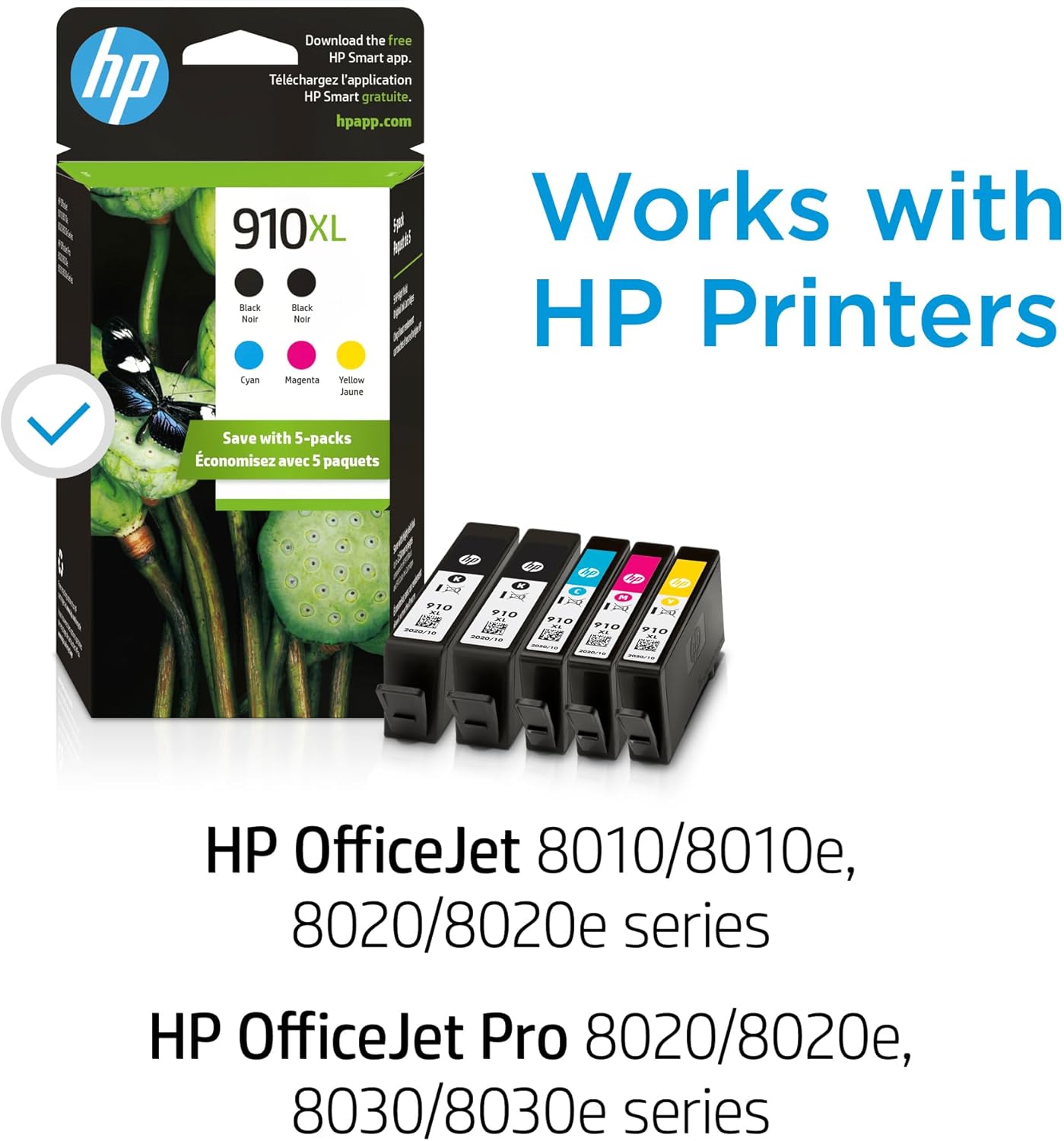 HP 6ZA58AN 910XL Ink Cartridges 5-Pack Original