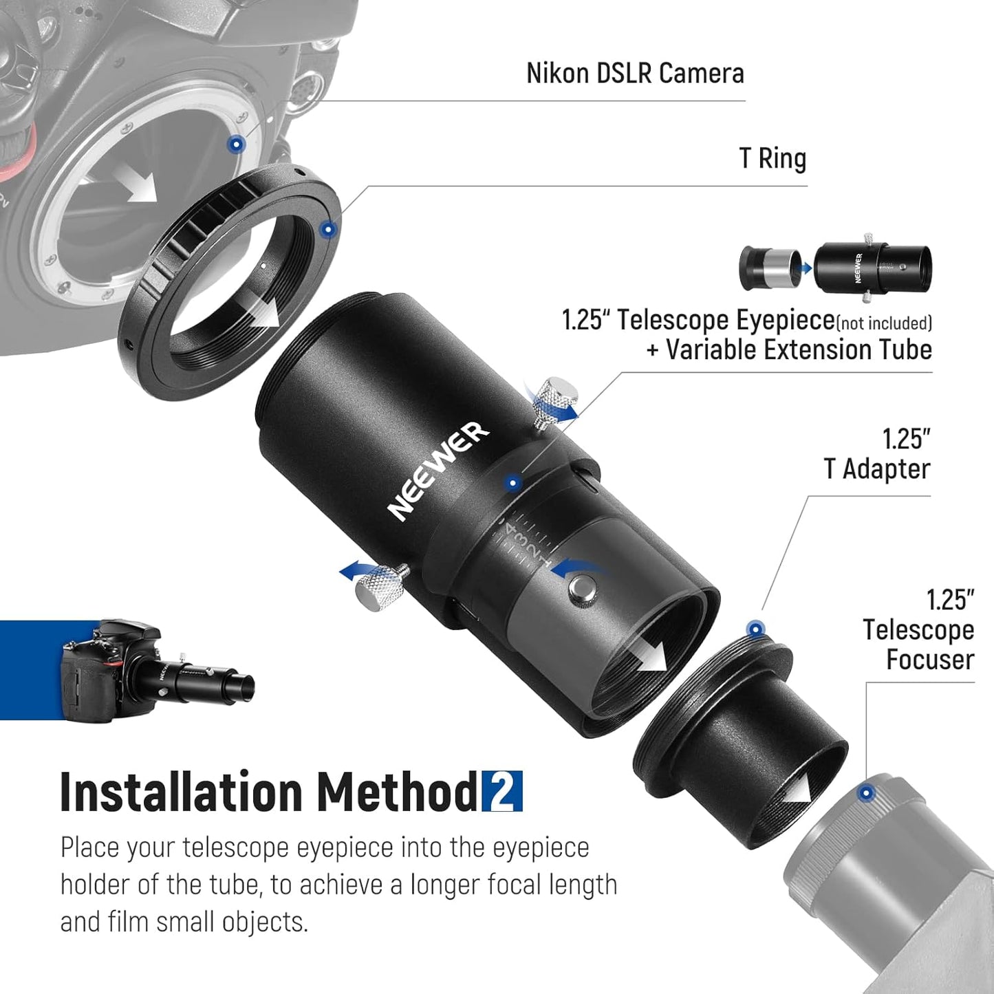 Neewer 33000021 Telescope Camera Adapter Kit - Nikon