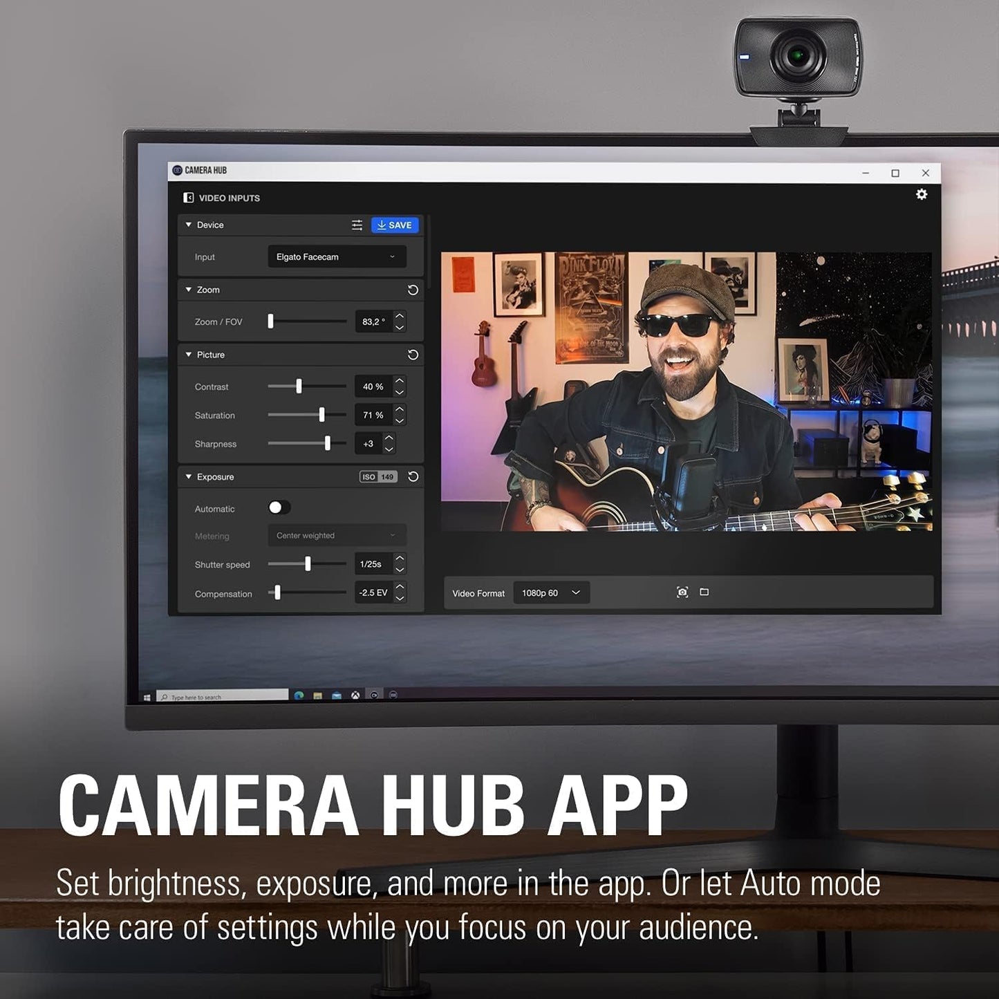 Elgato 10WAA9901-cr Facecam 1080p60 Full HD Webcam Renewed
