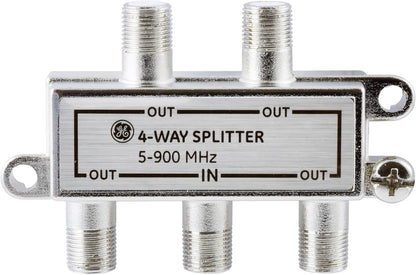 GE 35047 4-Way Coaxial Cable Splitter 5-900 MHz