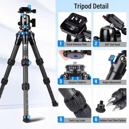 Sirui AM-223+B-00K Carbon Fiber Travel Tripod Ballhead Mini