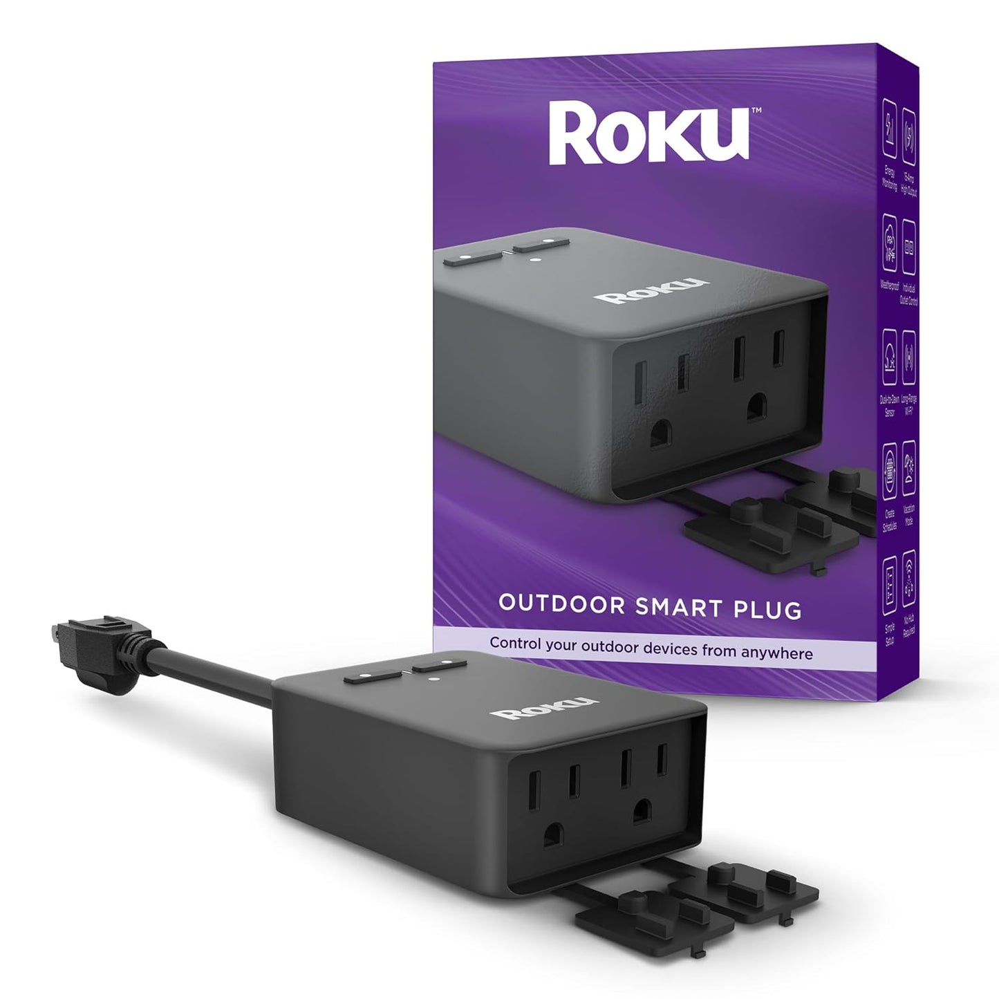 Roku PW1000R Outdoor Smart Plug - WiFi, Alexa, Google Assistant