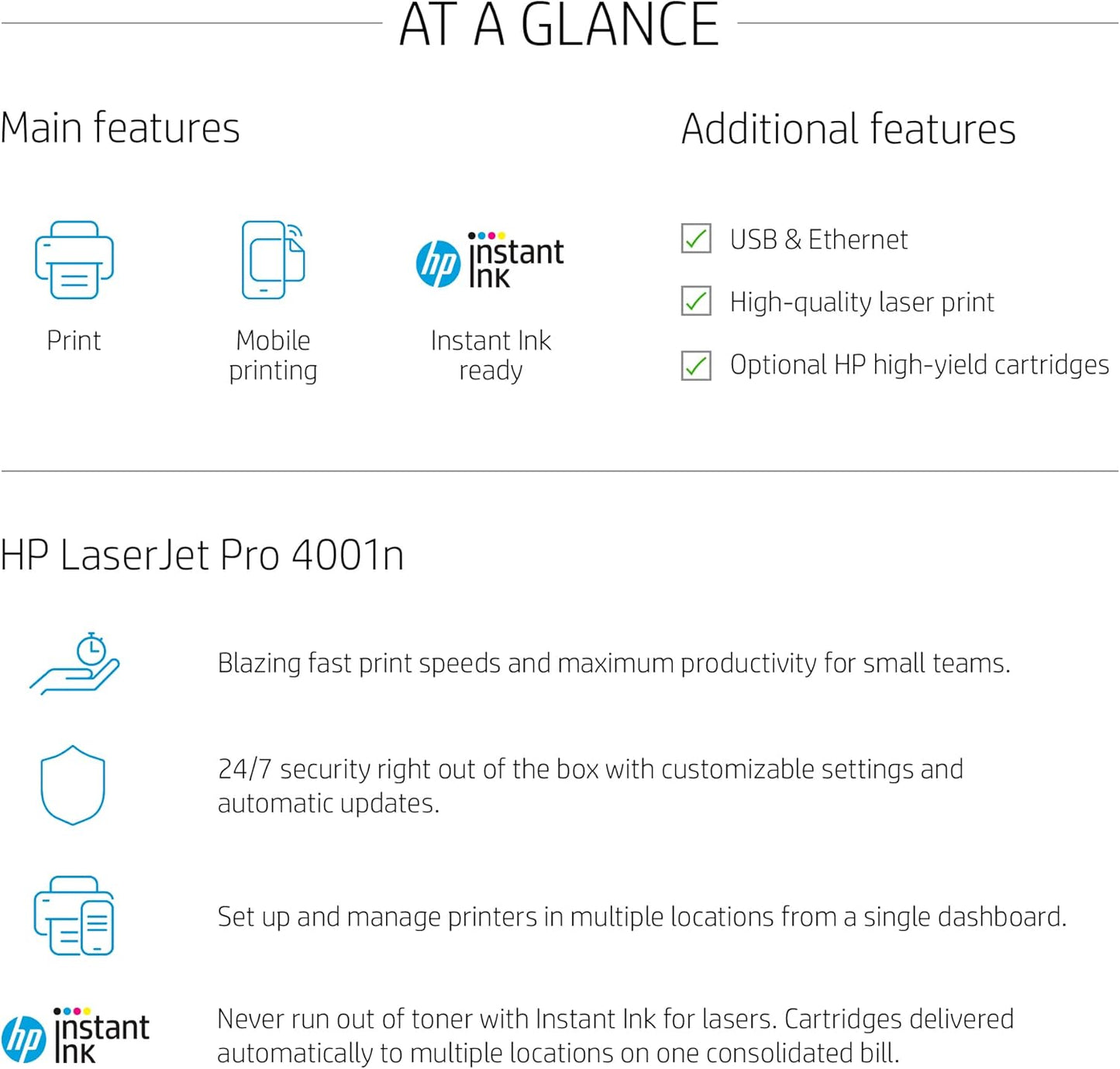 HP New Version LaserJet Pro 4001n B&W Printer (Renewed)
