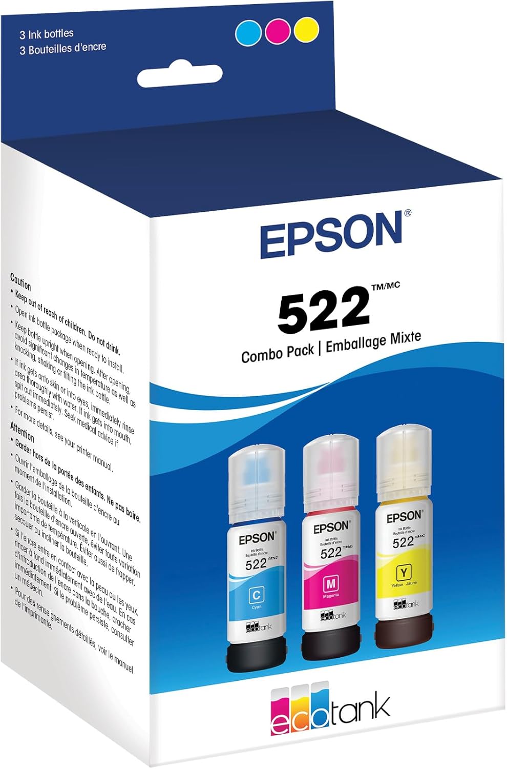 Epson T522520-S 522 EcoTank Ink Bottle Set - Color Combo Pack