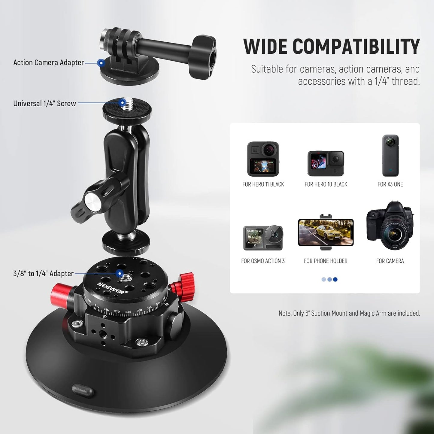 Neewer 50-in-1 Action Camera Accessory Kit with Suction Mount