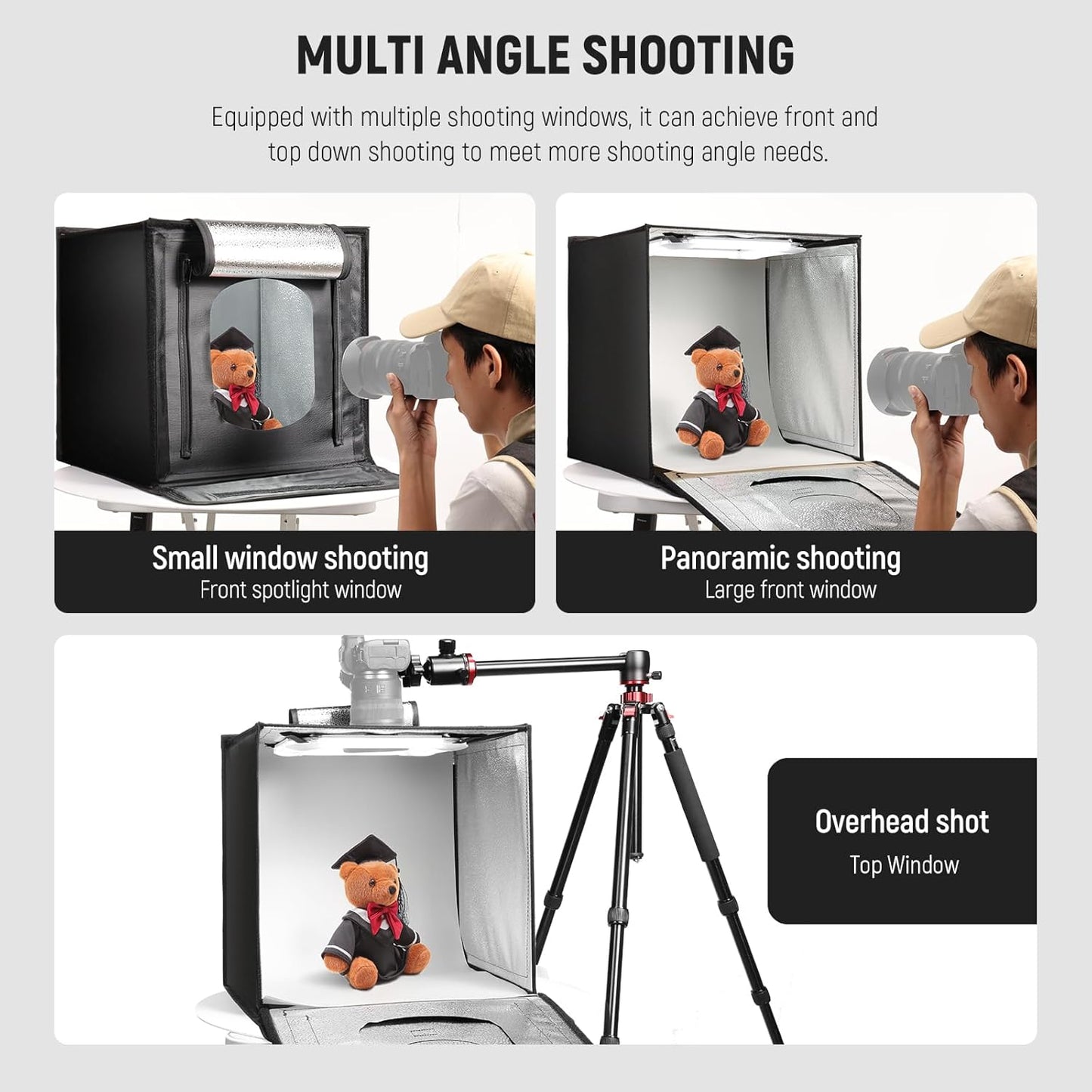 NEEWER LP50 Light Box - 20"x20", Dimmable LED, 4 Backdrops