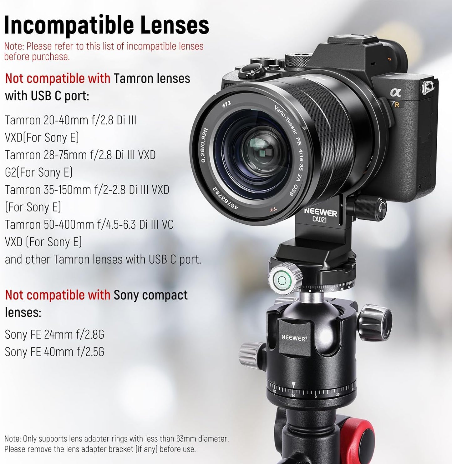 Neewer CA021 Camera Lens Collar Mount for Sony Alpha