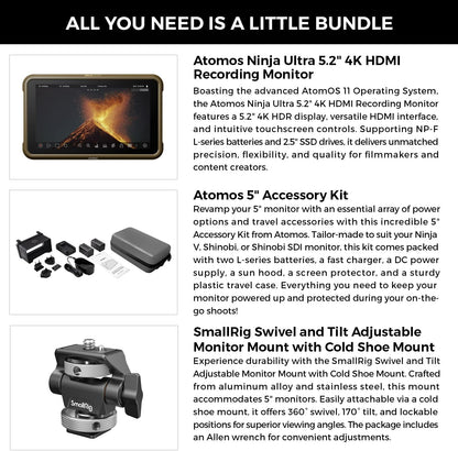 Atomos Ninja Ultra 5.2" 4K HDMI Recording Monitor Bundle