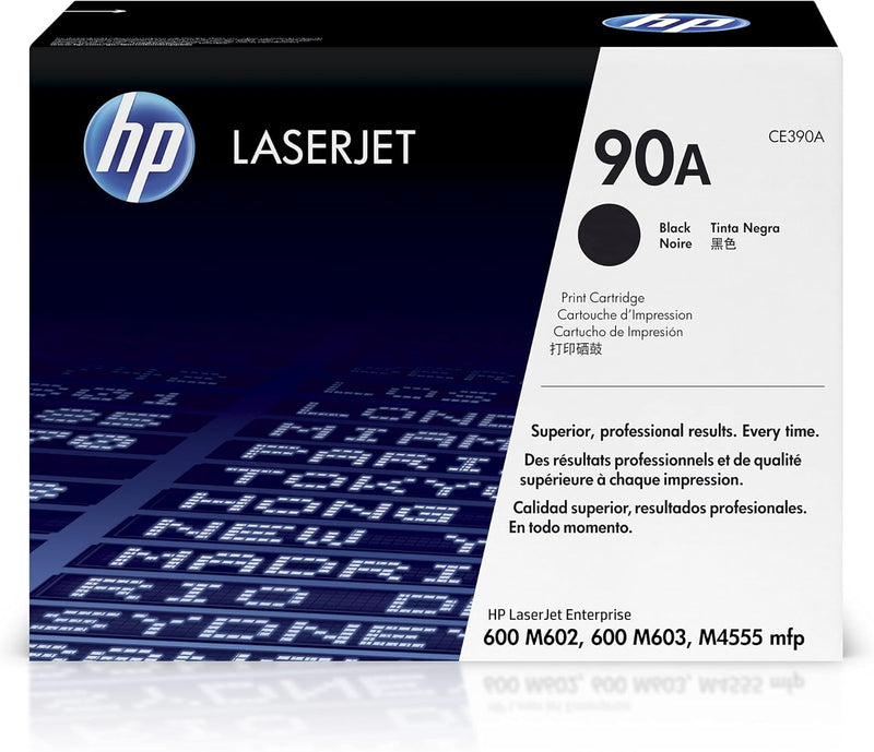 HP CE390A 90A Black LaserJet Toner Cartridge — main product image