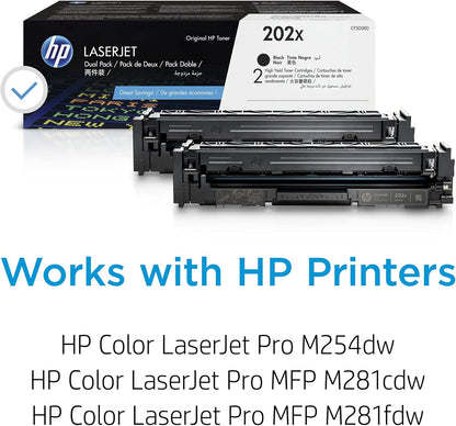 HP CF500XD 202X Black LaserJet Toner Cartridges 2-Pack