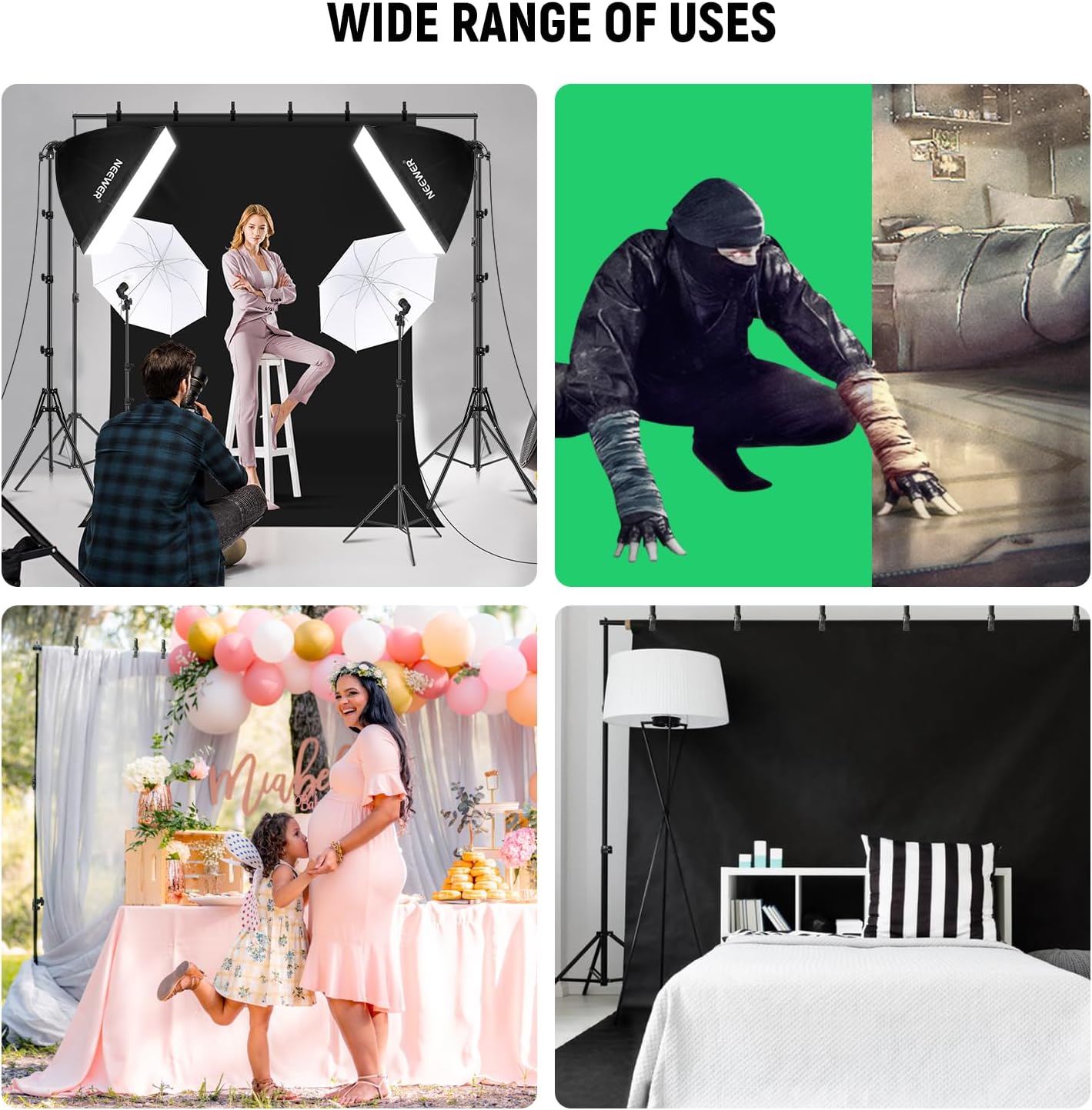 Neewer NK102 Photography Lighting Kit with Backdrops