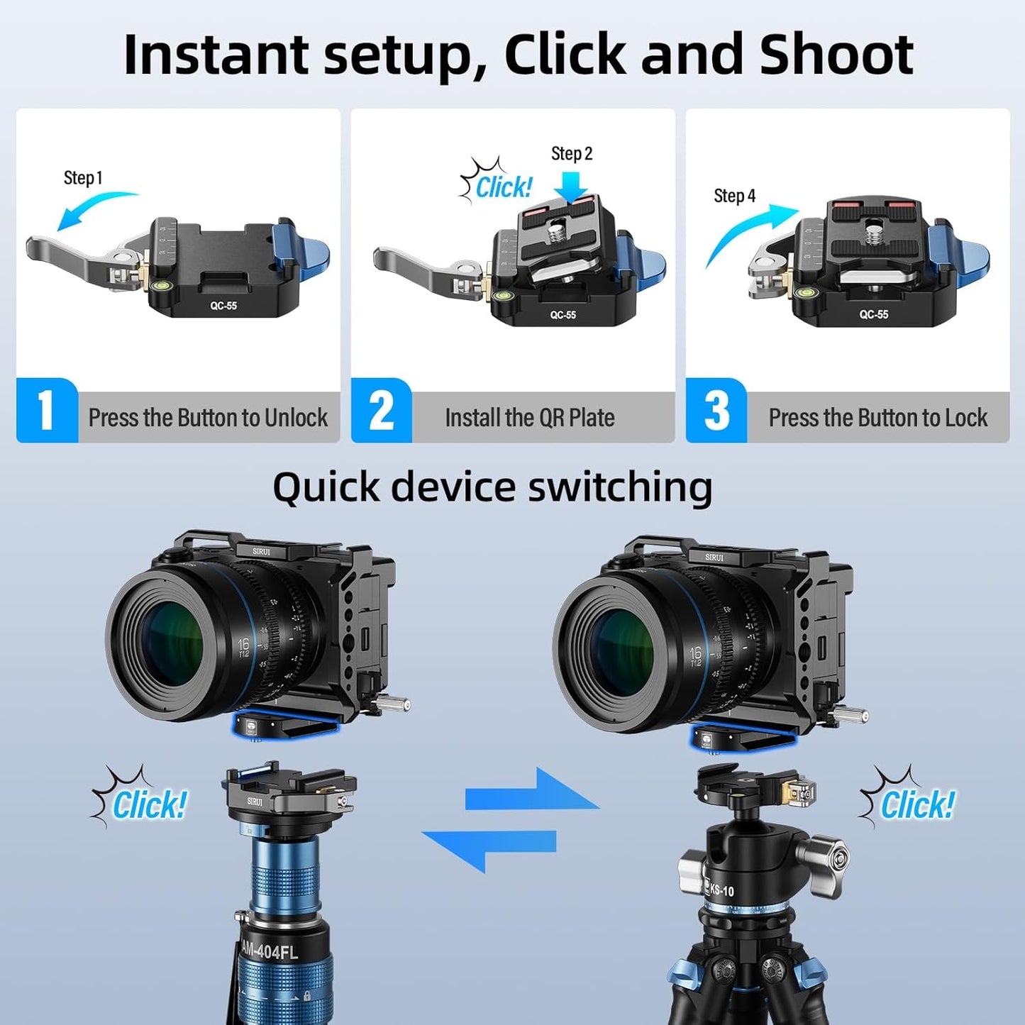 Sirui AM-404FL+QC-55 Monopod Feet Quick Release Plate