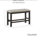 Lexicon Mabury Counter Height Gunmetal Gray Dining Bench