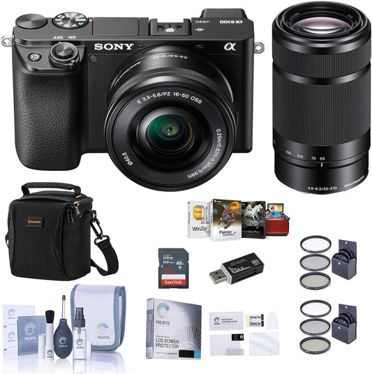 Sony a6100 Mirrorless Camera with 16-50mm & 55-210mm Lenses Bundle