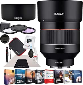 Rokinon E4ROIO85AFE 85mm F1.4 Sony E Lens Bundle