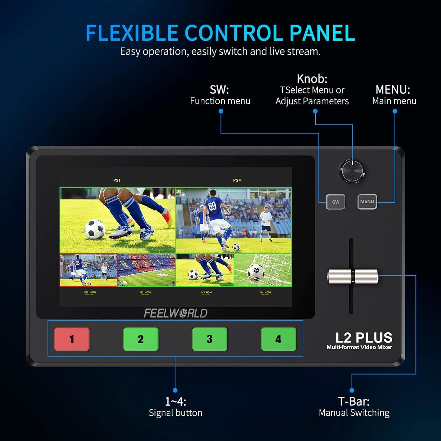 FEELWORLD L2 PLUS Video Mixer Switcher Touch Screen