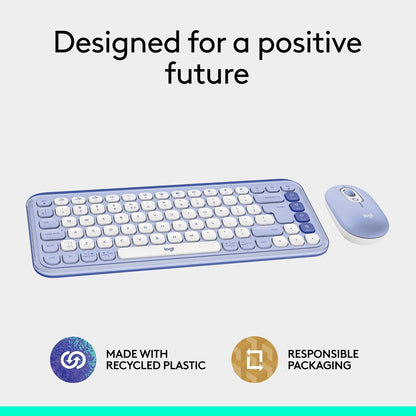 Logitech 920-013043 POP ICON Combo Bluetooth Keyboard & Mouse - Lilac