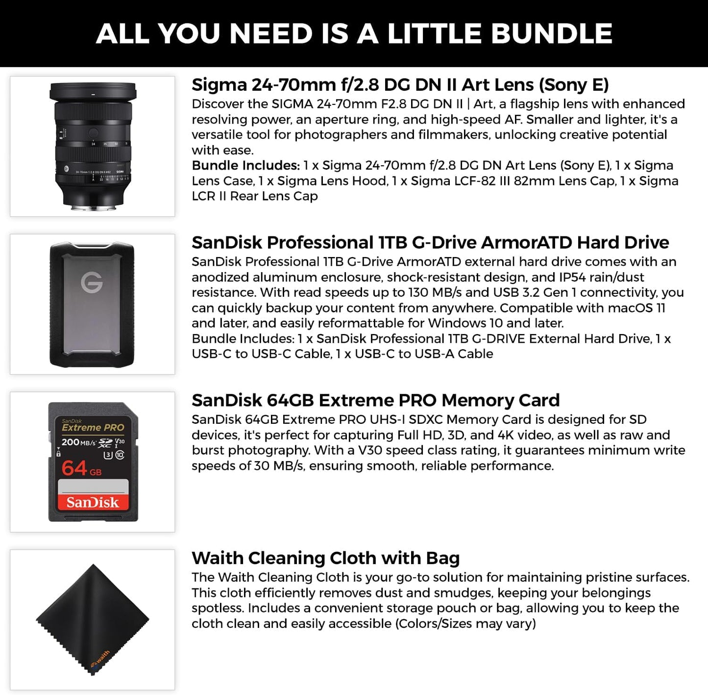 Sigma SIG57A965-KIT2 24-70mm f/2.8 Sony E Lens Bundle