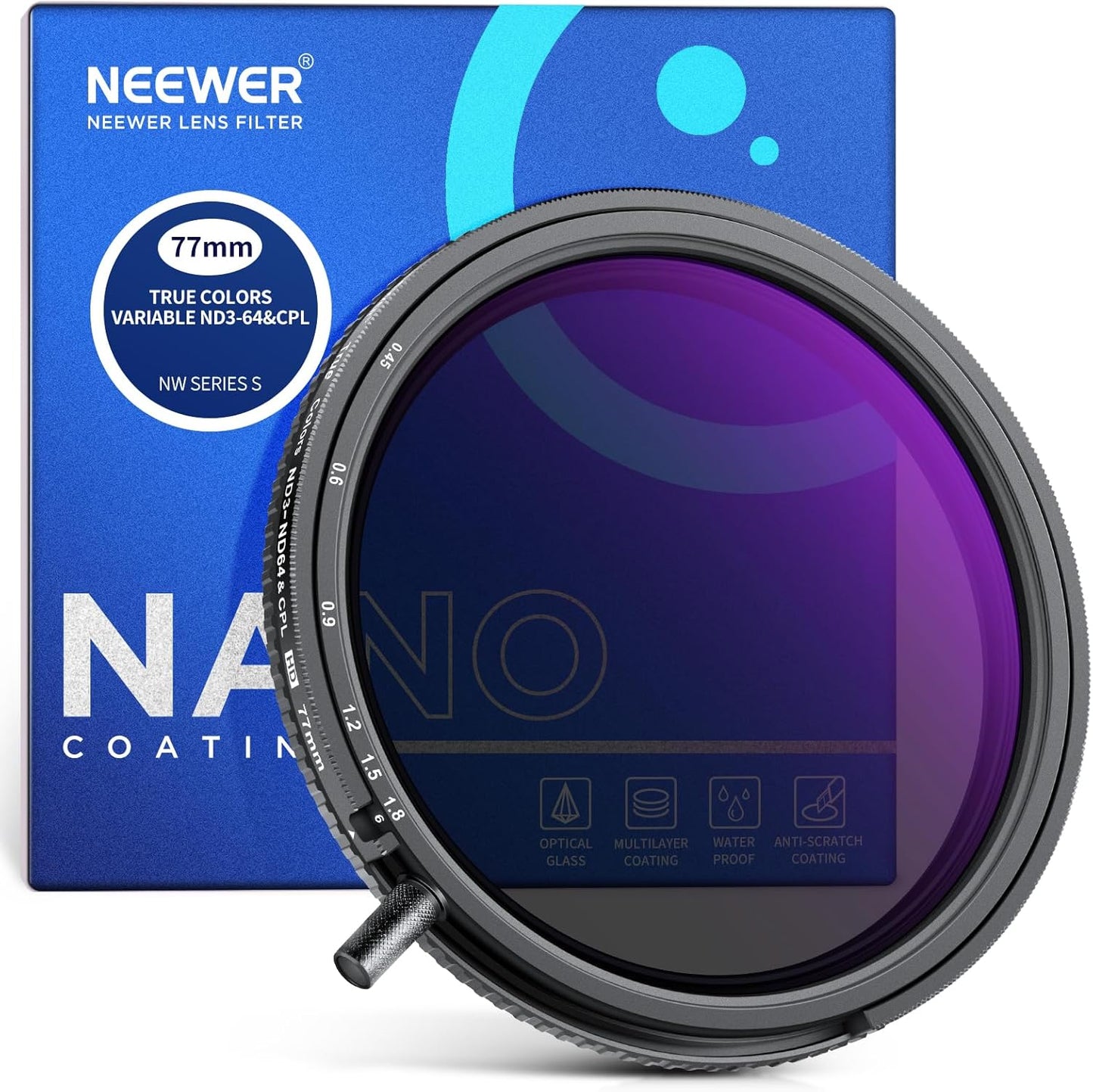 Neewer True Colors 77mm Variable ND&CPL Filter - 2 in 1