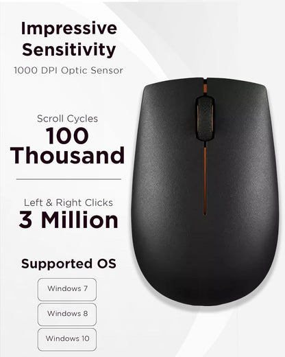 Lenovo 300 Wireless Mouse Black GX30K79402