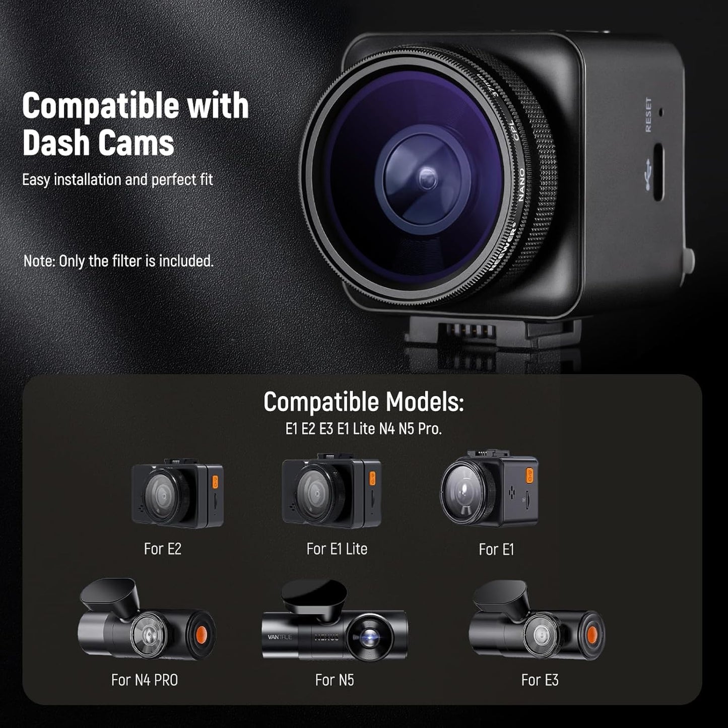 NEEWER 10102817 37mm CPL Dash Cam Filter