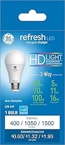 GE 46228 Refresh HD 3-Way LED Light Bulb Daylight