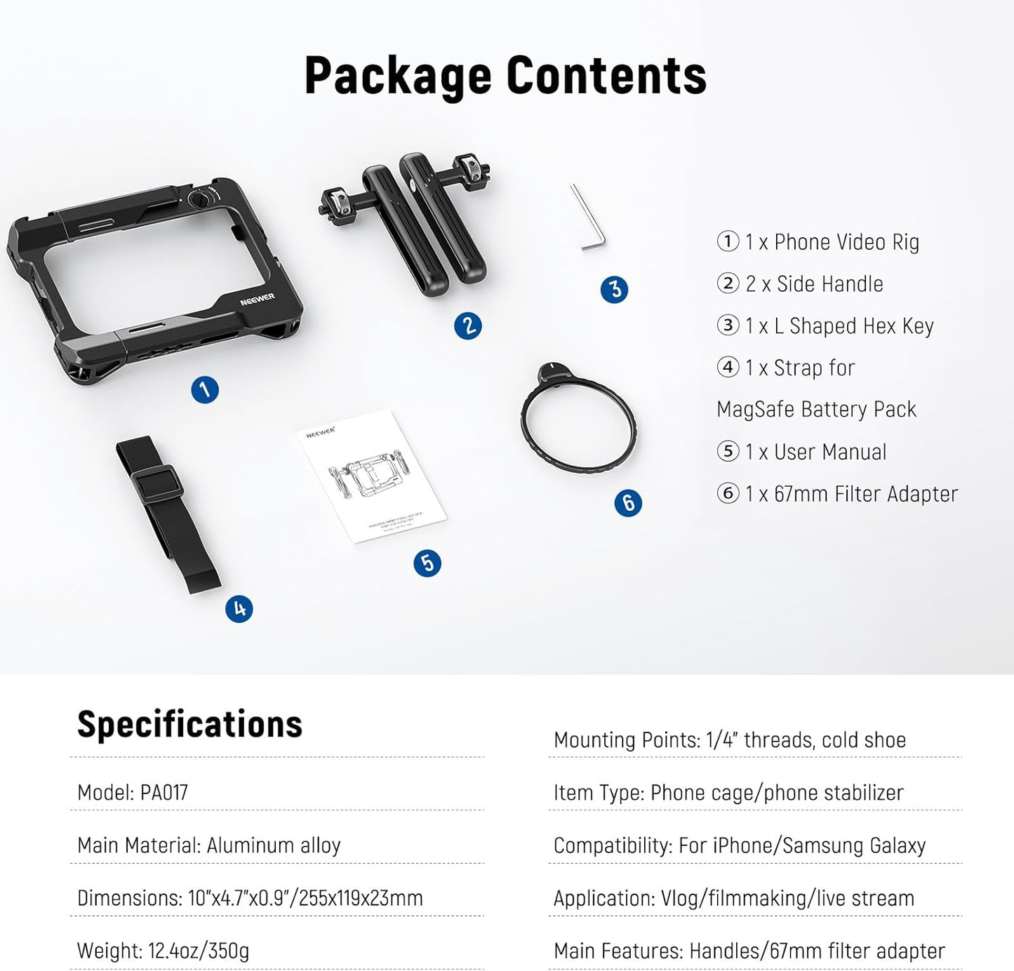 Neewer 10103499 Smartphone Video Rig with 67mm Filter Adapter