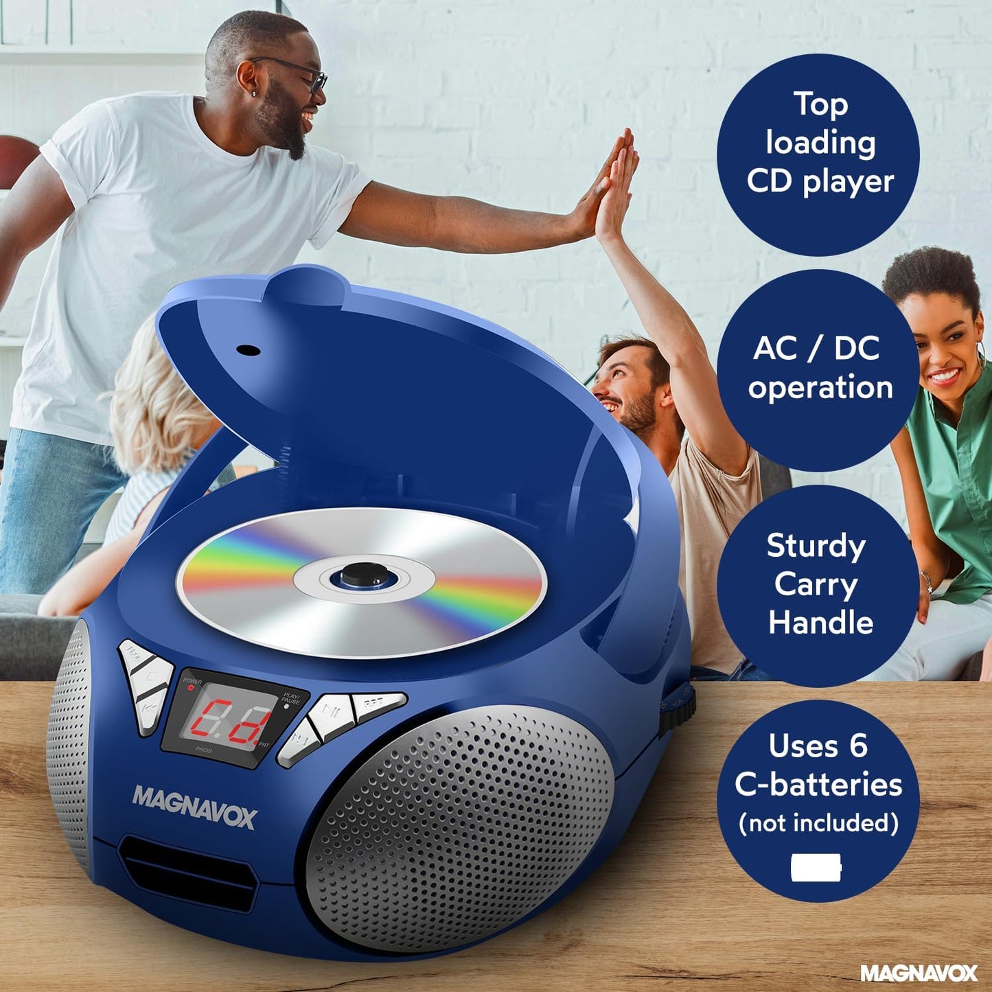 Magnavox 813164 Portable CD Boombox AM/FM Radio Blue