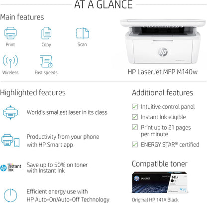 HP M140w Laserjet MFP Wireless All-in-One Printer Renewed