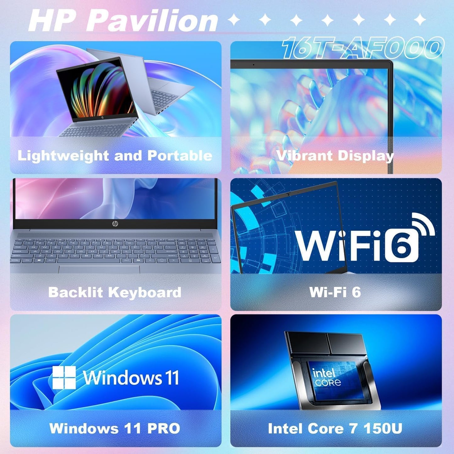 HP 16t-af000 Pavilion 16" Touch Laptop - Core 7 150U + 512GB SSD Bundle