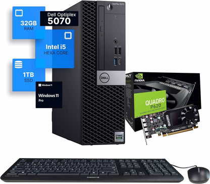 Dell 5070 i5 Workstation, 32GB, 1TB NVMe, P620, Win 11 Pro (Renewed)