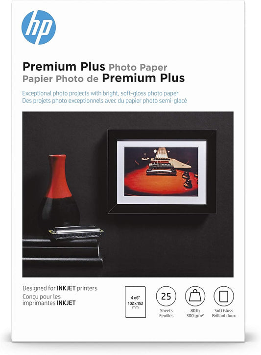 HP 4WN02A Premium Plus 4x6 Soft Gloss Photo Paper