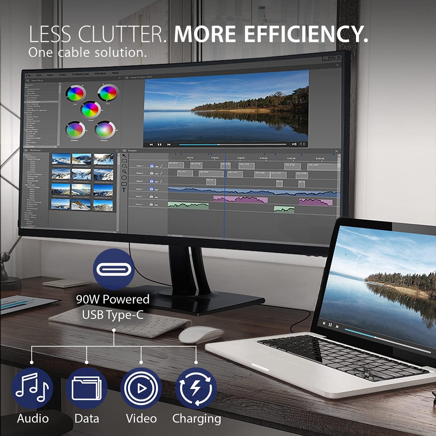 ViewSonic VP3881A 38-Inch Curved Monitor WQHD+ USB-C