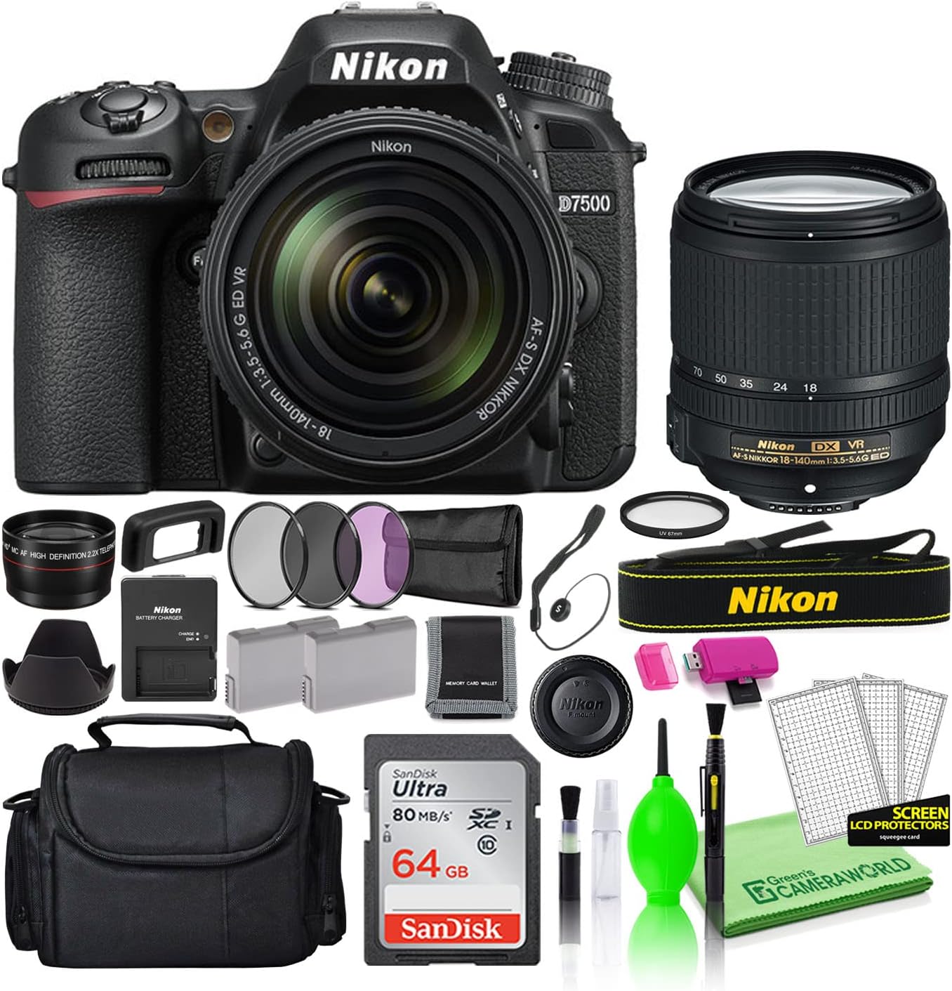 Nikon D7500 18-140mm VR Lens Deluxe Bundle Kit