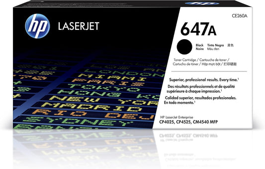HP CE260A 647A Black LaserJet Toner Cartridge