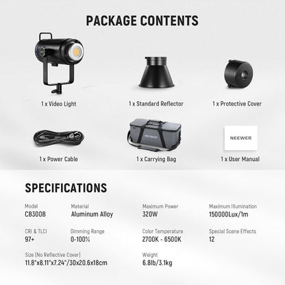 Neewer CB300B 320W Bi-Color LED Video Light Remote Control