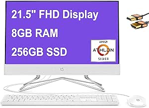 HP 22 All-in-One Desktop, Athlon Silver, 8GB, 256GB SSD