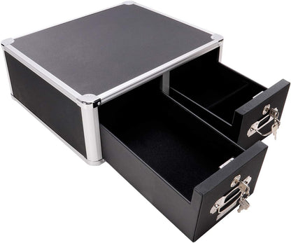 Vaultz VZ01395 Locking Index Card Cabinet - Double Drawer, Black