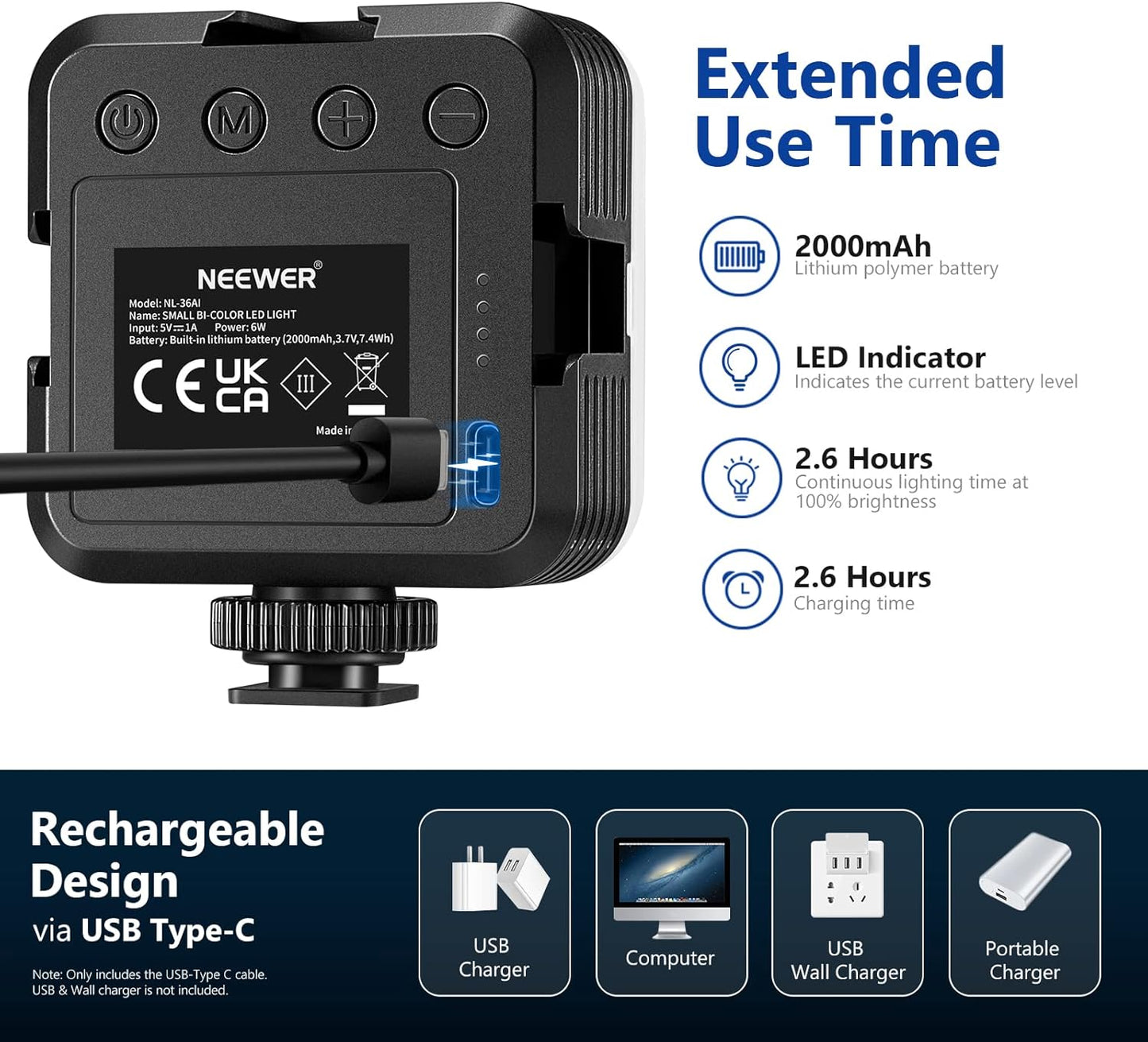 Neewer NL-36AI Portable Bi-Color LED Video Light