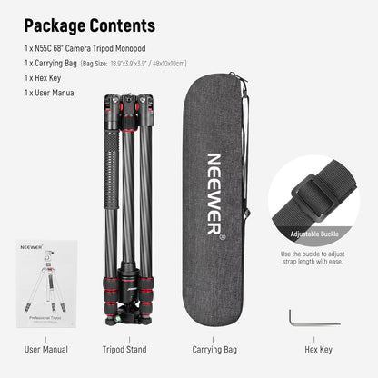 Neewer 10081590@@##1 66" Carbon Fiber Camera Tripod