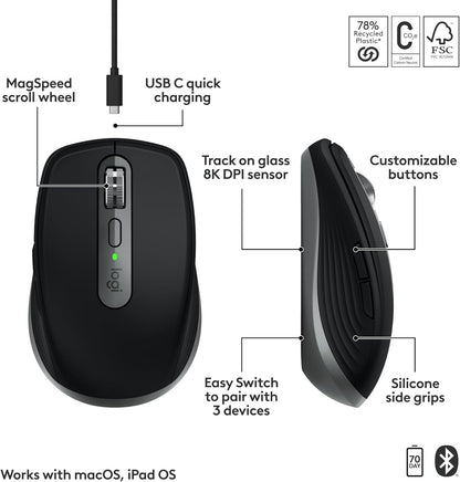 Logitech 910-006945 MX Anywhere 3S for Mac Bluetooth Mouse