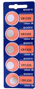 Sony PISOCR1220 Lithium 3V CR1220 Batteries 5-Pack