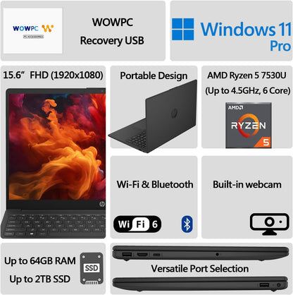 HP G10 Ryzen 5 Business Laptop 16GB 1TB SSD Win 11 Pro