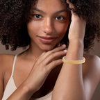 Novastar 14K Gold Plated Flat Ribbed Bangle Bracelet