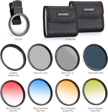 Neewer 10101534 58mm Lens Filter Kit Mobile Phone