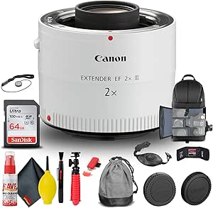 Canon 4410B002 EF 2X III Extender Telephoto Lens Bundle (Renewed)