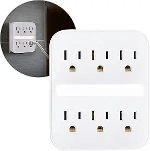 GE 41626 6-Outlet Surge Protector with Night Light