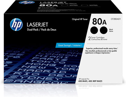 HP CF280AD1 80A Black LaserJet Toner Cartridges 2-Pack